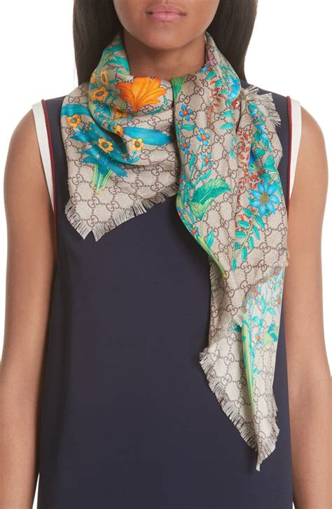 gucci flora print scarf|Gucci Scarves for Women .